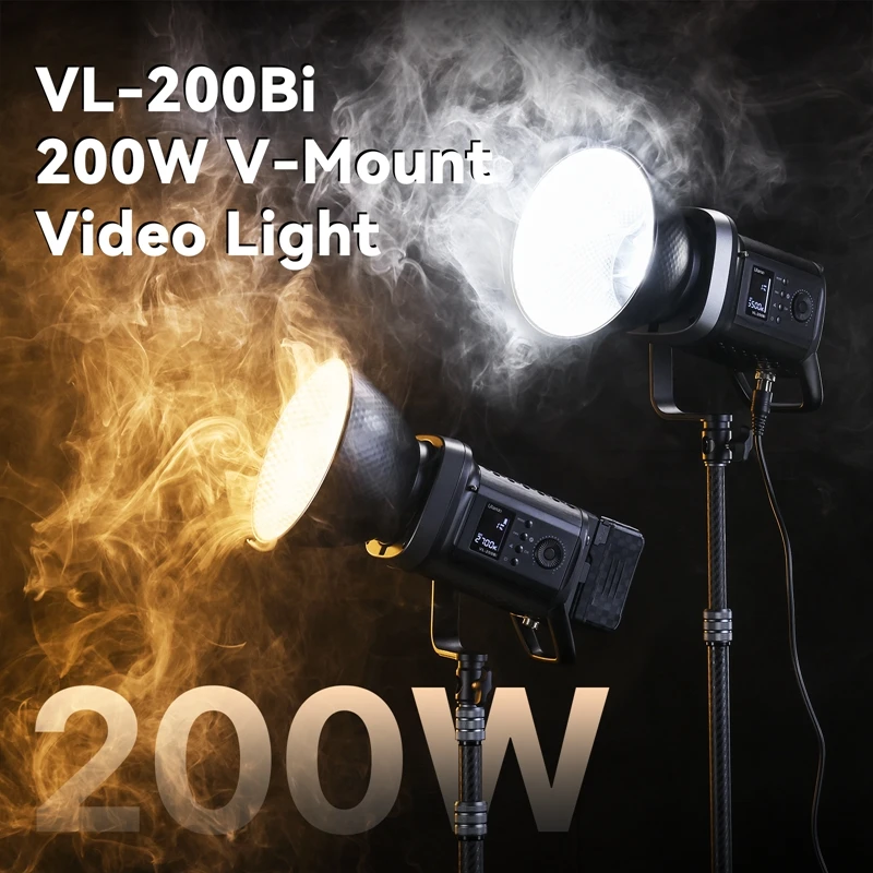 Ulanzi VL-200Bi V 마운트 비디오 라이트 CRI 95 + 2700K-6500K CCT, 라이브 스트리밍 사진 COB 라이트, 무선 제어, 200W