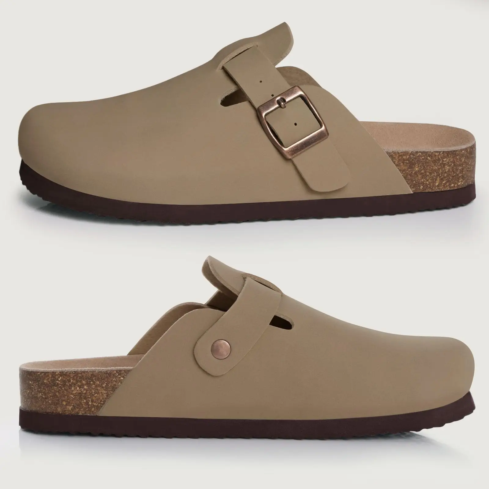 Gacimy Vegan Leather Cork Clogs With Arch Support Unisex Mules_voghion.com