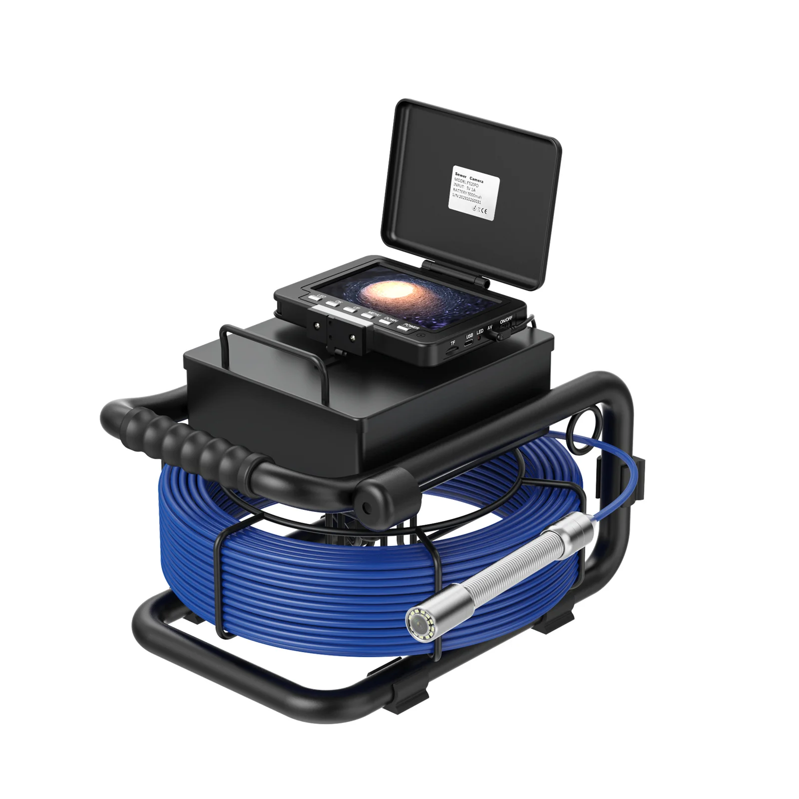 Pipe Inspection Camera 5in+ Self-Leveling 512HZ Transmitter+Audio Recording +DVR Drain Sewer Inspection Video Endoscope Camera 5