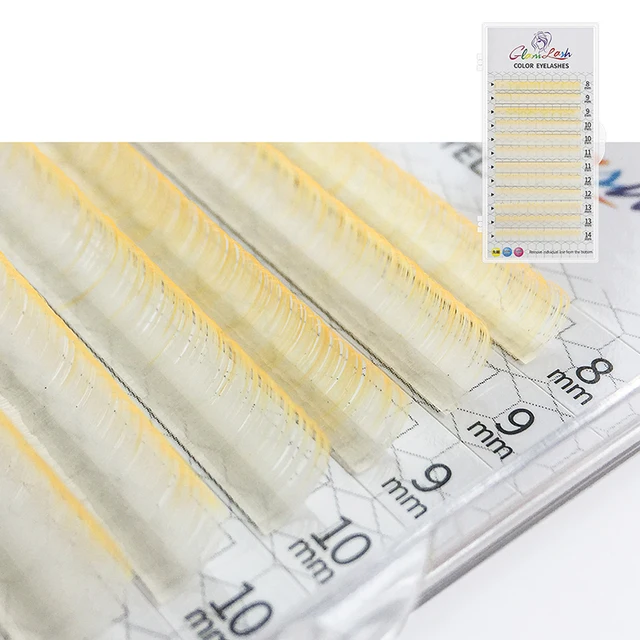 GLAMLASH Color Lash Purple Blue Brown Green Red White Pink Yellow Eyelash Extensions Individual False Colored Mink Lashes Makeup White Orange