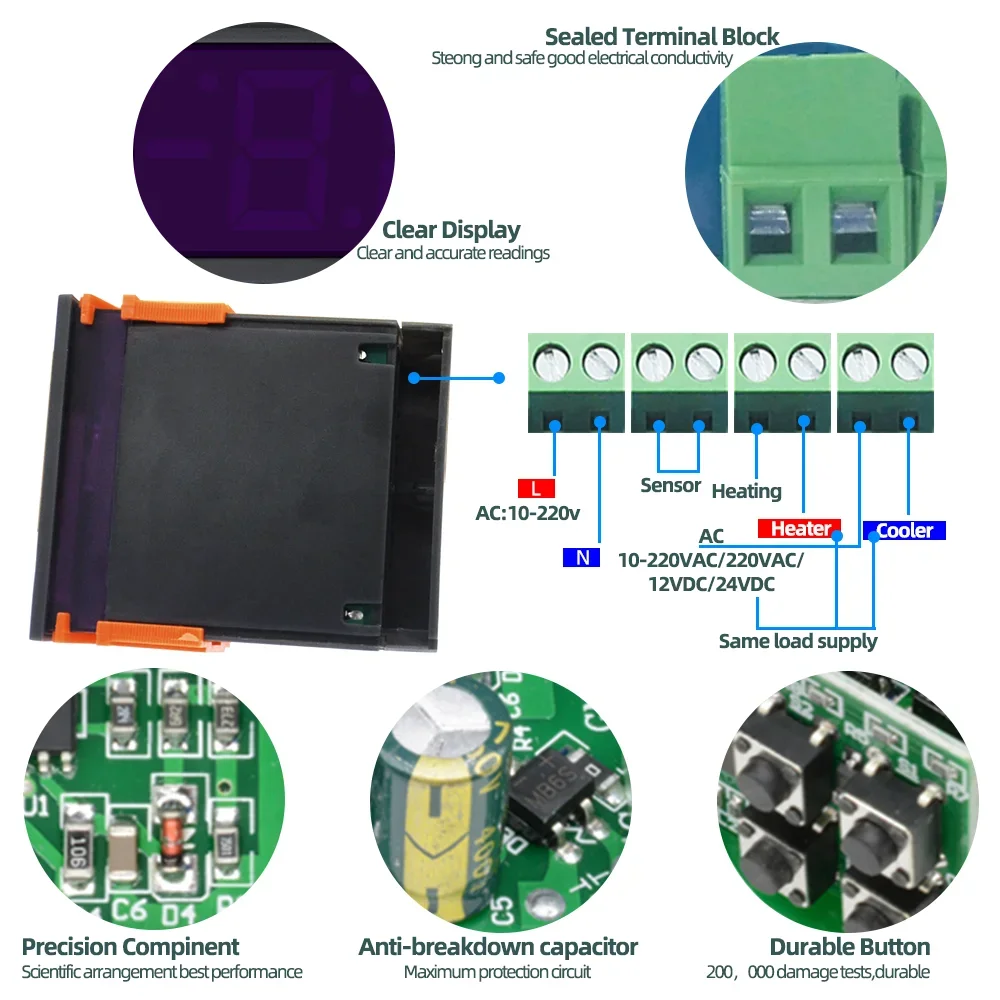 STC-3028 STC-1000 Temperature Controller Thermostat 12V 24V 220V Heater Cooler Control Incubator