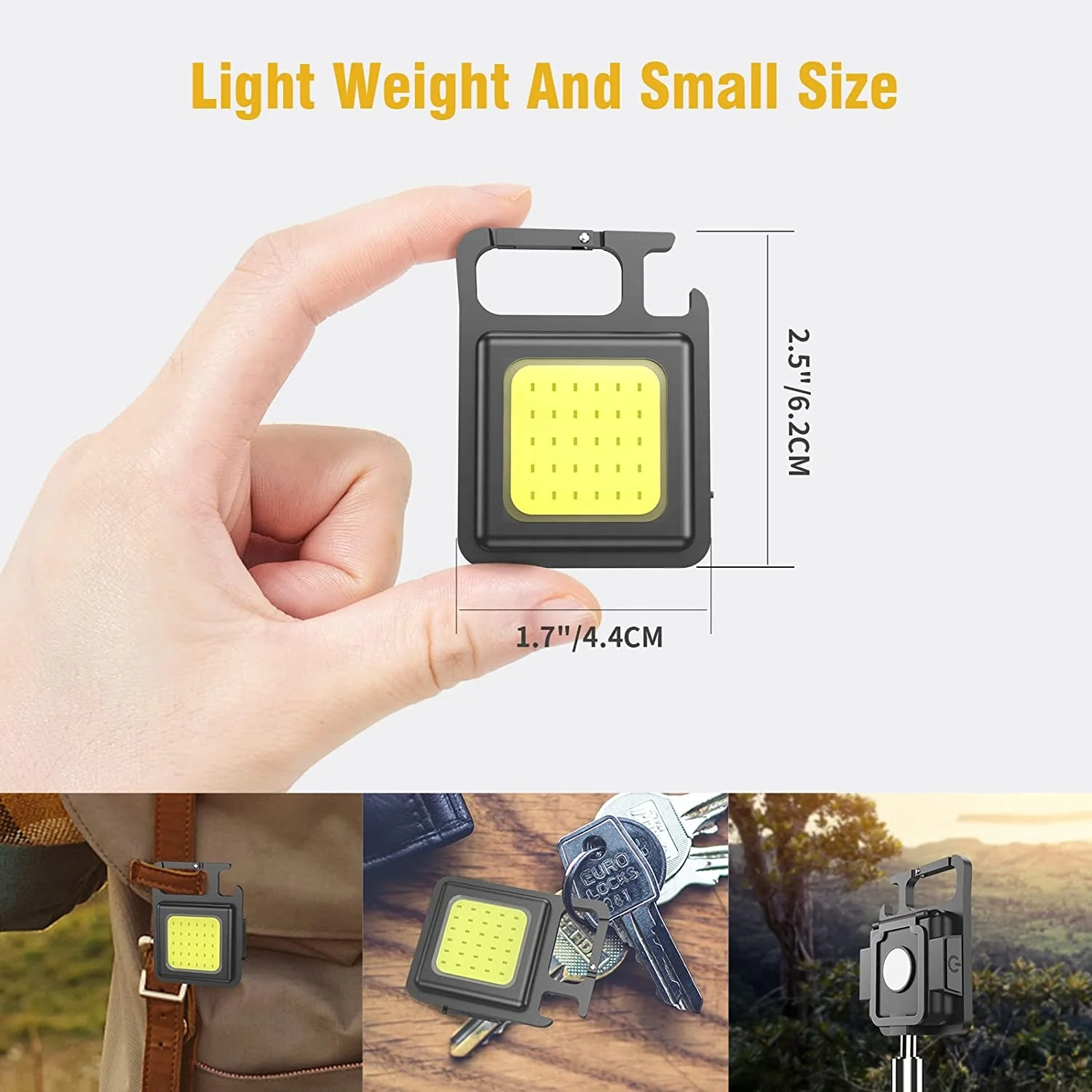 Mini LED Flashlight Portable COB Led Keychain Light USB Rechargeable Work  Light Bright Small Pocket Emergency