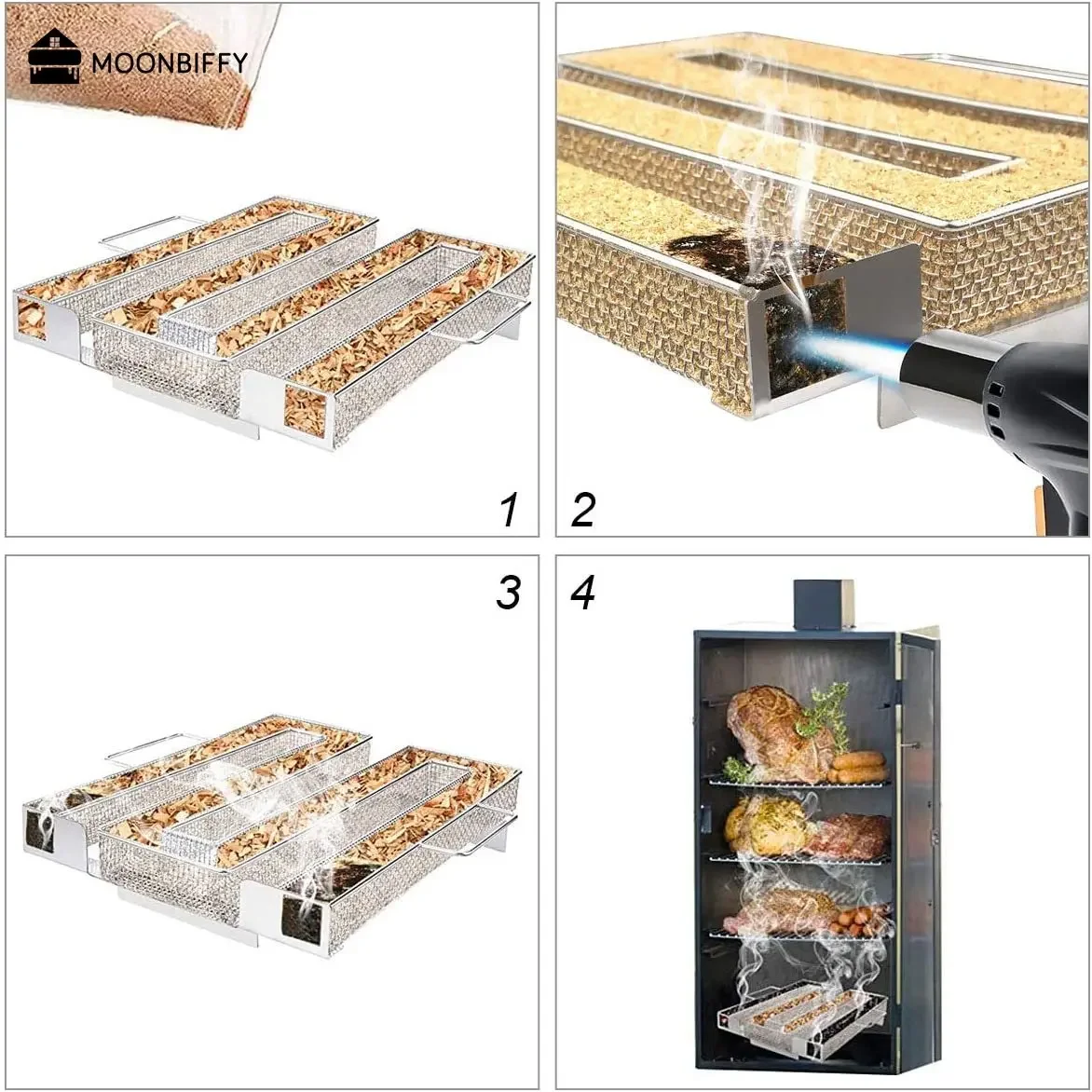 Barbecue Smoke Box Cold Smoke Generator Stainless Steel Grill Net Outdoor Smoking Barbecue Net BBQ Tool Accessories Barbacoa