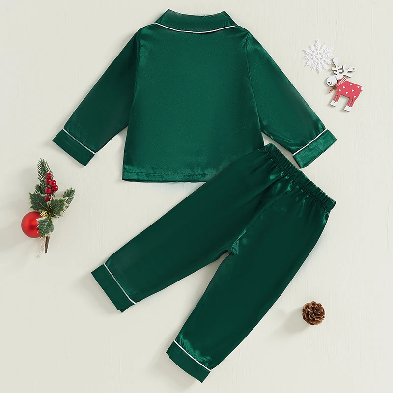 1-5Years Kids Boys Girls Christmas Pajamas Set Candy Cane Print Long Sleeve Shirts Long Pants 2 Pieces Lounge wear Sleepwear