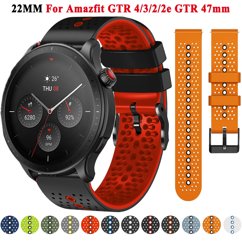 

For Amazfit GTR 47mm Strap 22mm For Xiaomi Huami Amazfit GTR 4/3/2/2e GTR3 Pro Sports Watch Band Stratos 3 Silicone Bracelet