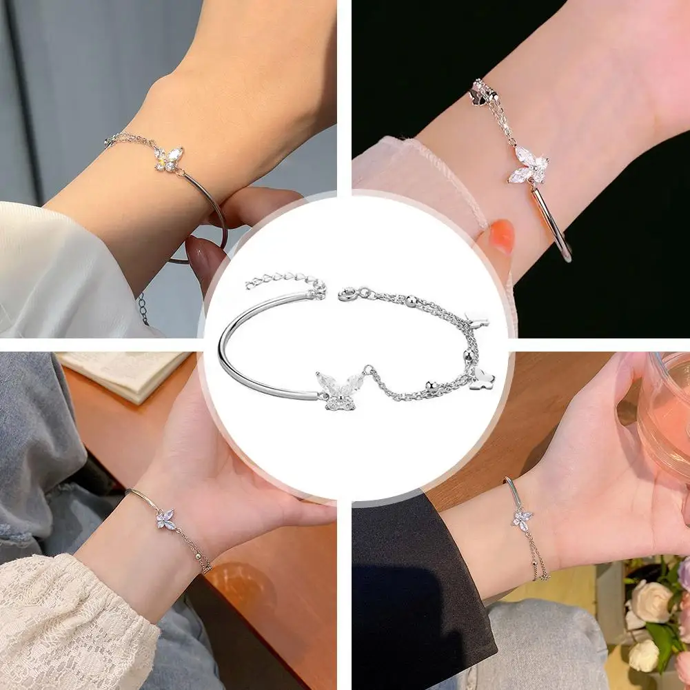 

New Butterfly Bracelet Women's Fashion Ins Style Half Bracelet Chain Adjustable Temperament Half Jewelry Fashion Gifts Frie H9H6