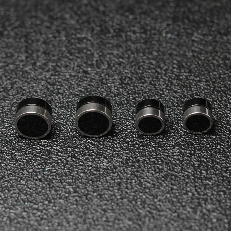 Trendy Titanium Steel Magnet Single Ear Clips for Men Women Without Piercing Black Round Cake Earrings Stainless Steel Jewelry ear clip earrings,clip earrings,ear clip,magnetic earrings