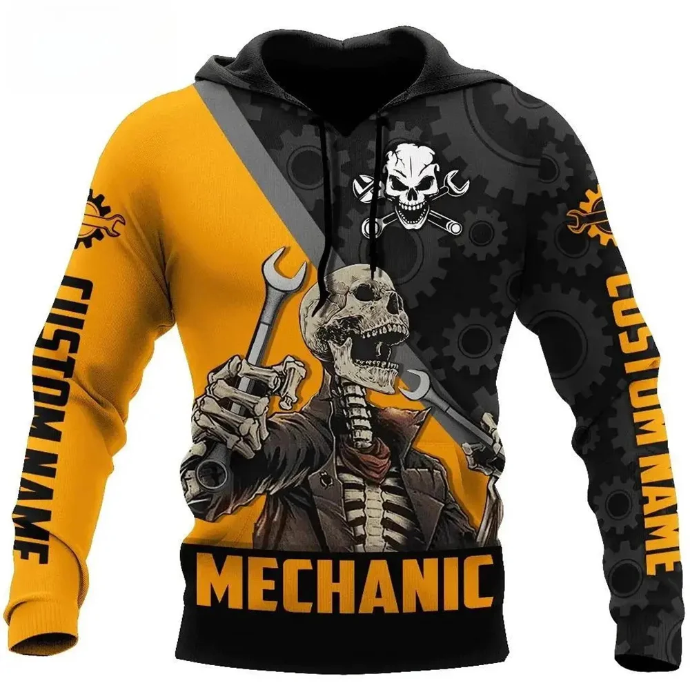 

Mechanic Beer Billiards Skull Men' Hoodie Sweatshirt 3D Print Fashion Autumn And Winter Casual Coat Unisex Oversized Clothing