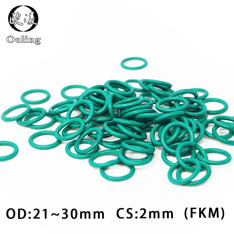 

10PC/lot Fluorine rubber Ring FKM Oring Seal OD21/22/23/24/25/26/27/28/29/30*2mm Thickness Rubber O-Ring Seal Oil Gaskets Washer