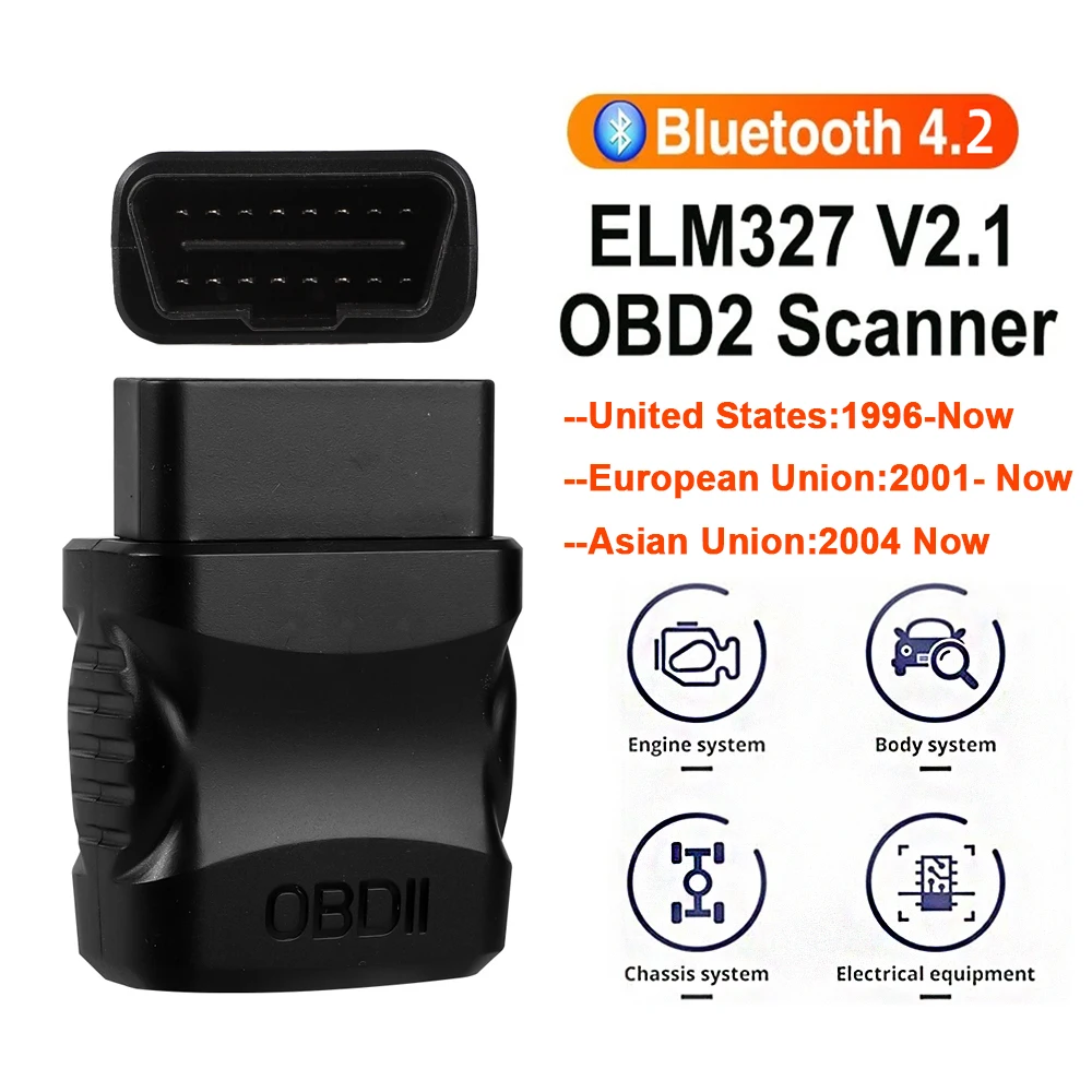 차량 엔진 오류 코드 리더, V2.1 OBDII ELM327, OBD2 블루투스 4.2 스캐너, EOBD, IOS, 안드로이드용 자동차 진단 도구