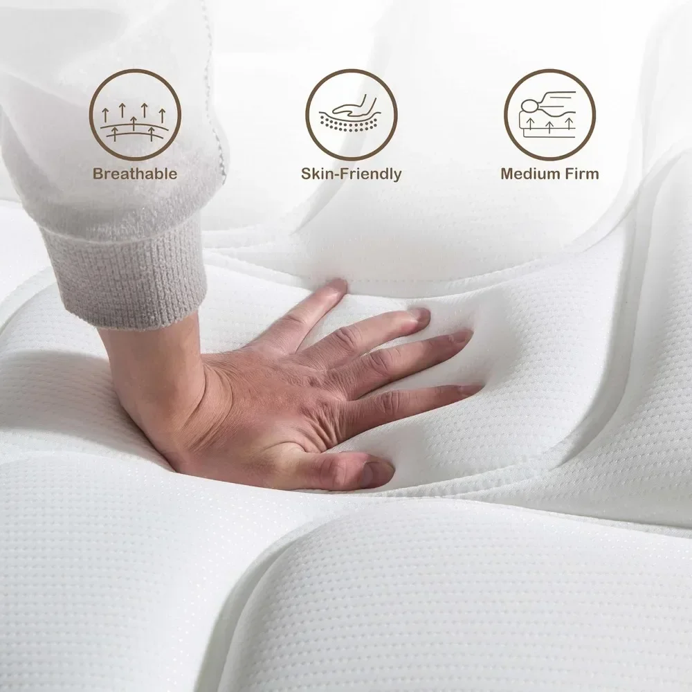 Queen size Mattresses, 12 Inch, Gel Memory Foam Individual Pocket Spring for Motion Isolation, Medium Firm Feel, Mattresses 4