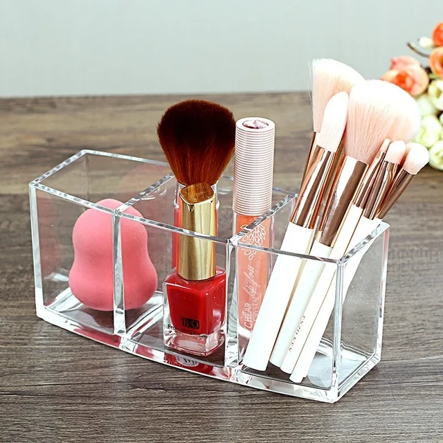 Acrylic Transparent Cosmetic Holder Makeup Brushes Tool Storage Box Case Make-up  Brush Holder Table Organizer Makeup Tool - AliExpress