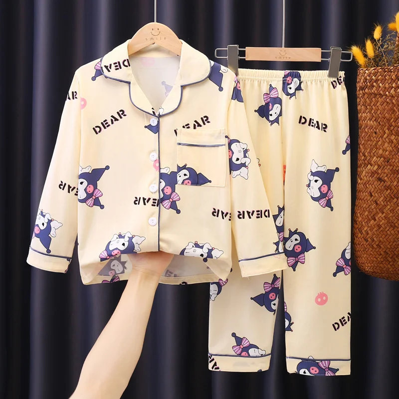 Sanrio Pajamas Set Cinnamoroll Long-Sleeved Cartoon My Melody Kuromi Anime Sleepwear Suit Student Clothes