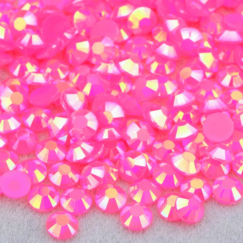 Vibrant Jelly Pink AB Flatback Rhinestones for DIY Nail Art and Crafts
