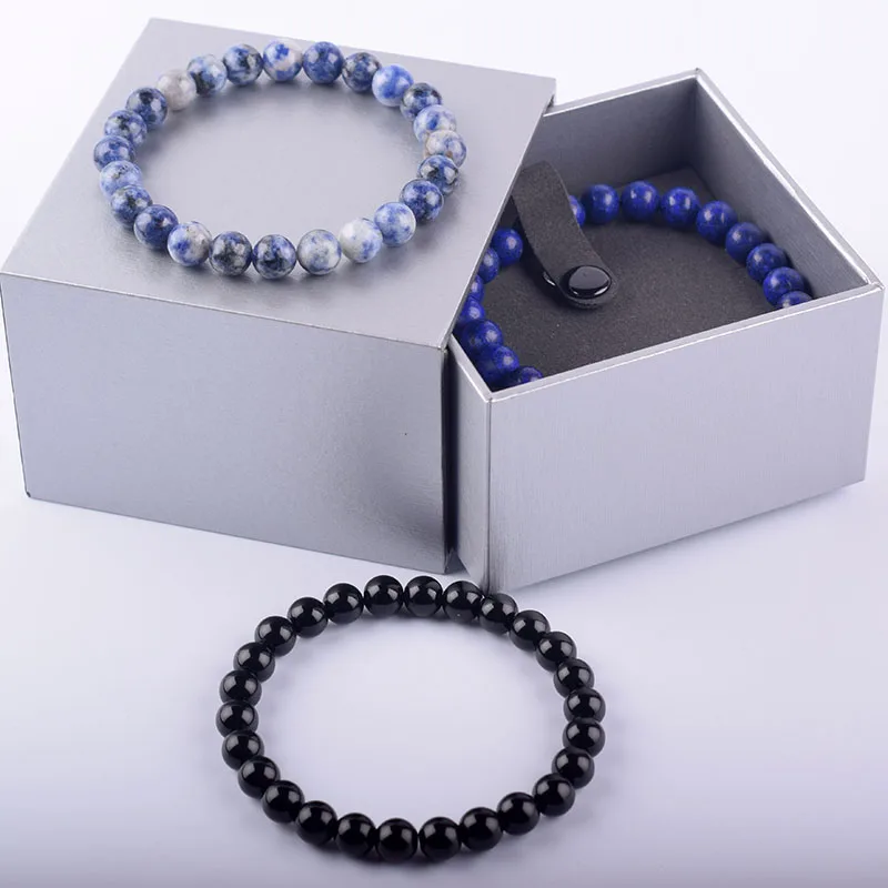 3pcs/set Rhodonite Rose Pink Quartzs Natural Stone Bracelet Homme