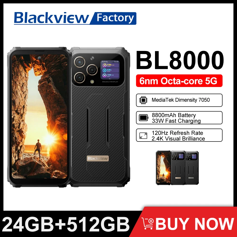 Global Blackview BL9000 5G Rugged Phone 24GB 512GB 50MP 8800mAh 120W Dual  Screen