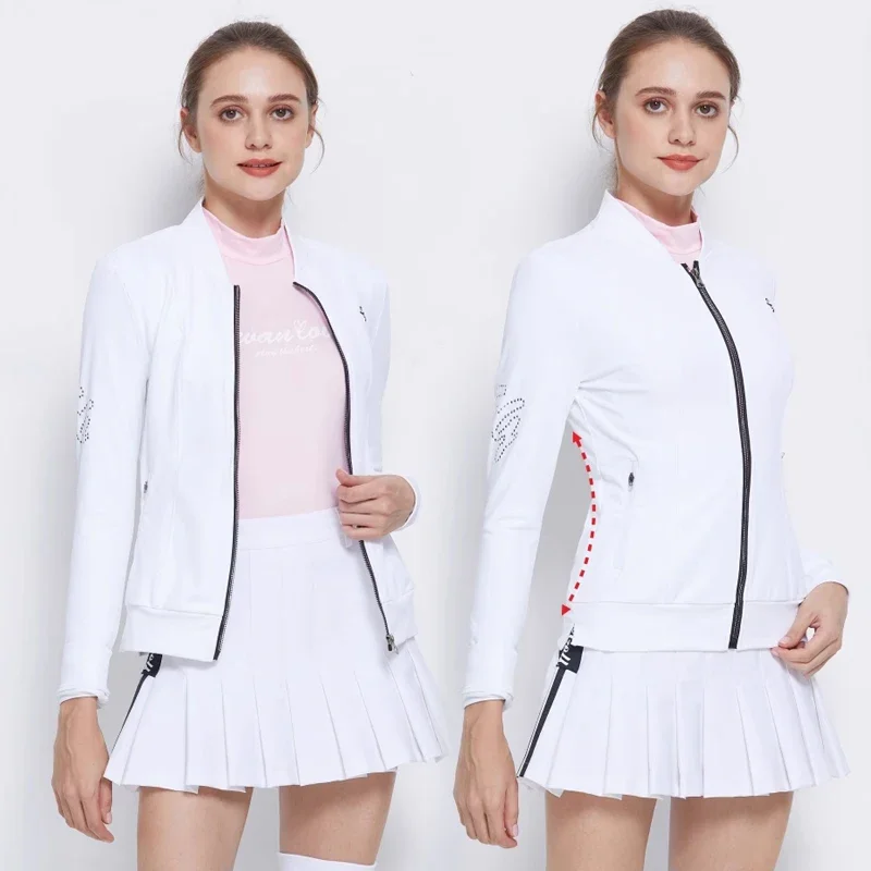 SG Golf Women's Trench Coat Autumn and Winter Elastic Warm Jacket Golf Clothing Zipper Slim-fit Sports Casual Tennis Tops Ladies