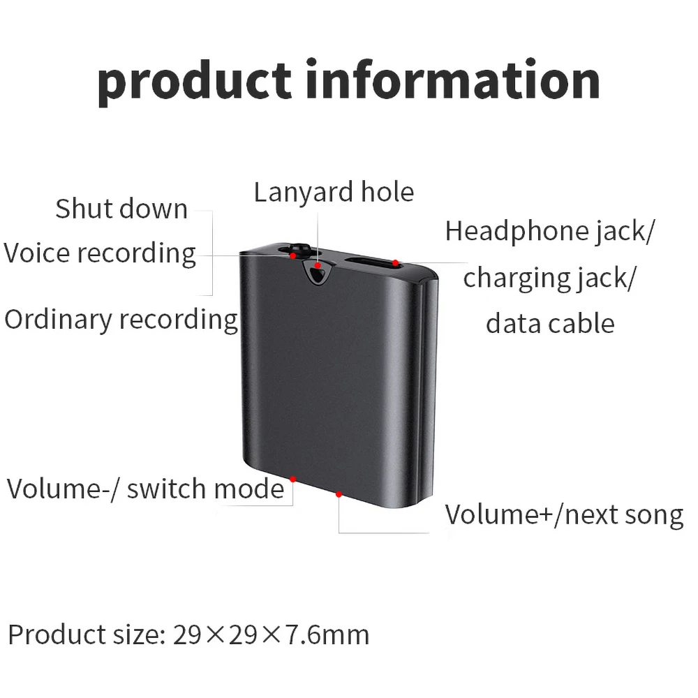 오컬타 미니 오디오 음성 녹음기, 사운드 활성화 녹음, 마그네틱 USB 플래시 드라이버 딕터폰, 전문 MP3 플레이어, 4G, 8G, 16G, 32G