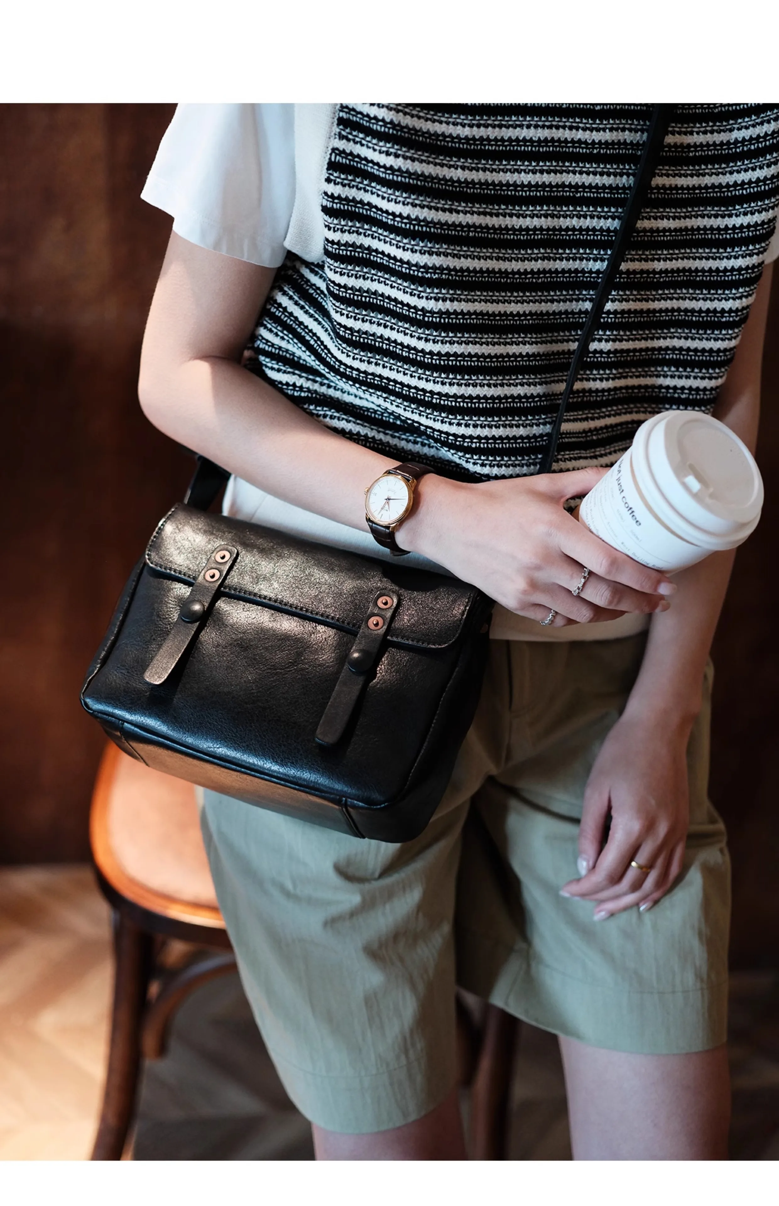 Outdoor-Reisen Luxus echtes Leder Damen Umhängetasche Vintage lässig Designer handgemachte Kuh Leder weibliche Umhängetasche – Detail 7