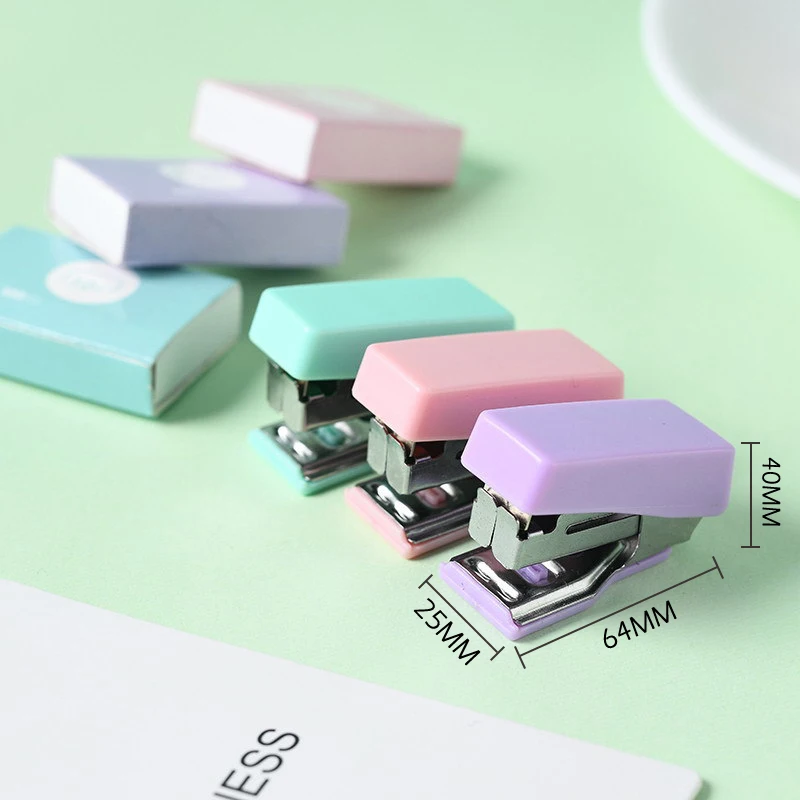 Mini Morandi Color Metal Stapler Set With Staples Binding Tools Stationery Office School Student Supplies 1PC mini stapler set,metal stapler
