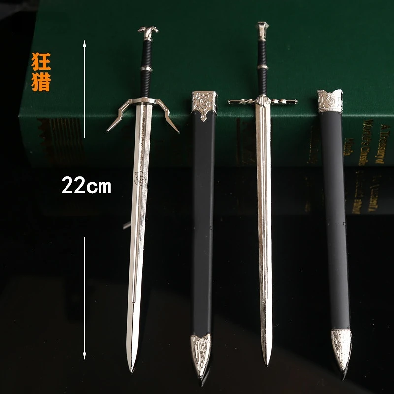 

22cm Silver Sword The Geralt Witcher Wild Hunt Game Peripheral Medieval Metal Weapon Model Ornament Decoration Crafts Collection