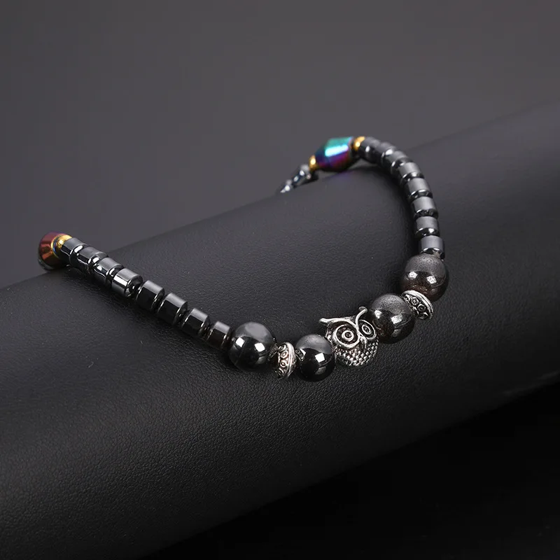 Anklet Bracelet Silver Ankle Chains Beads Anklet Ankle Slimming Bangle Weight Loss Magnet Owl Animals Stone Magnetic Therapy Pain Relief Slimming Health Jewelry For Women Men