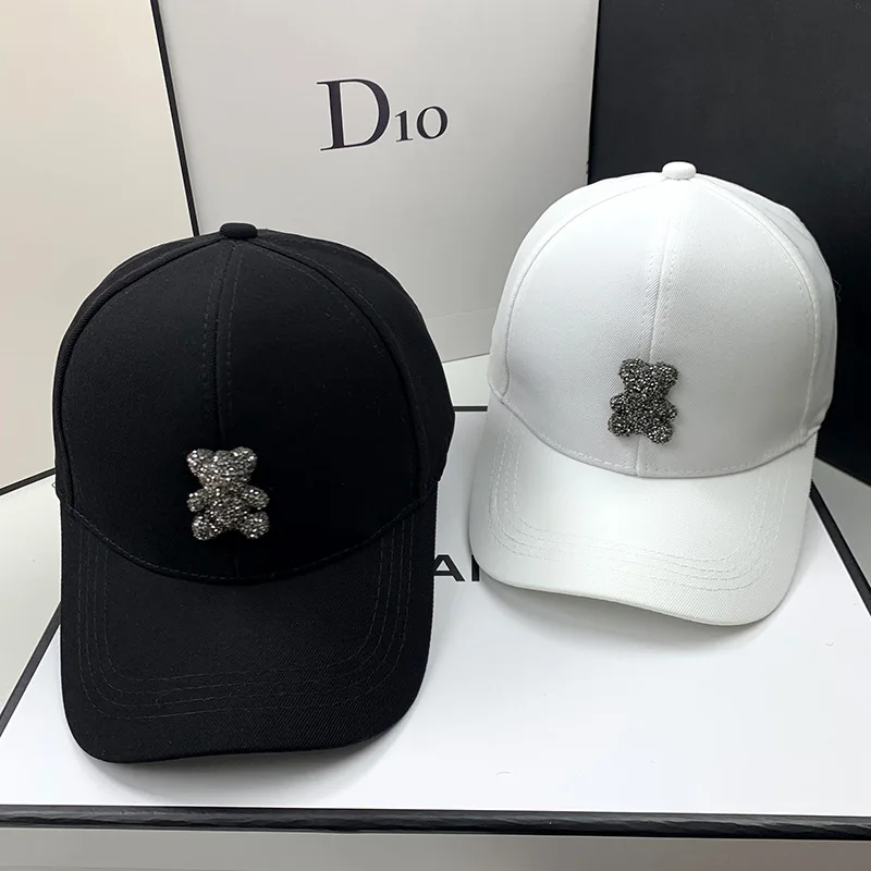 Fashion Baseball Cap For Women With Rhinestone Bear Design_voghion.com