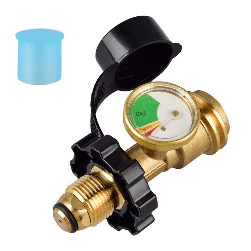 

1PC Brass Color Propane Tank Adapter With Gauge Converts QCC1/Type 1 Propane Tank Gauge Level Indicator For RV Campe, Cylinder
