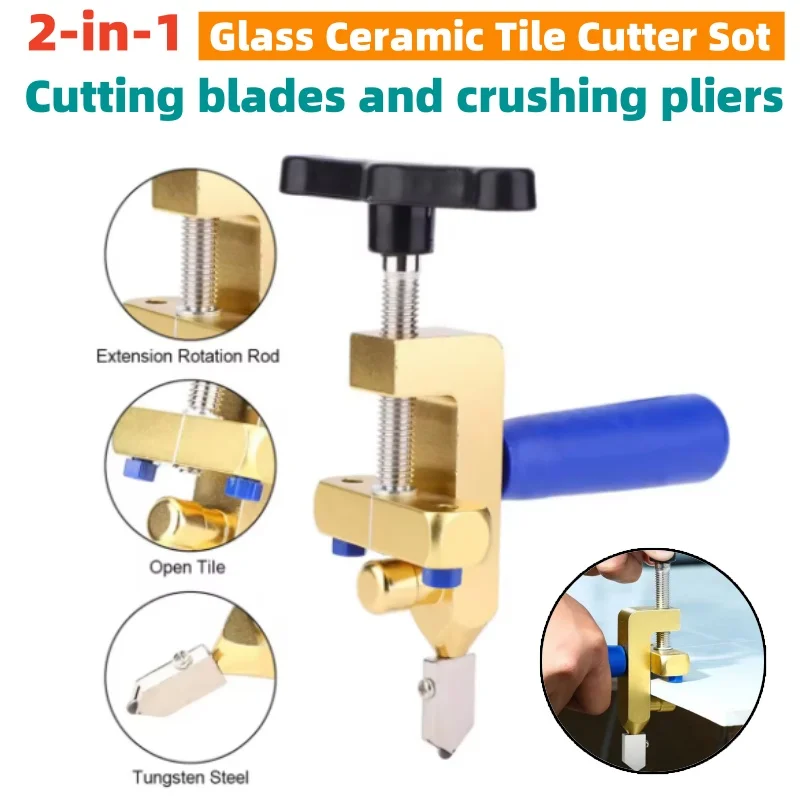 Diamond Glass Cutter for Glass Tile Cutting 2 In 1 Cutter Set Manual Construction Tool Tile glass cutter tile glass cutter tile cutting tool