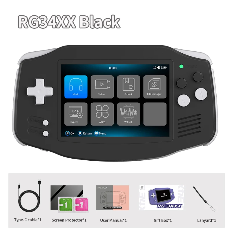 RG34XX Handheld Game Console - 3.4" IPS Screen, Linux System, 3500mAh Battery, 32+64GB, Plays Retro Games