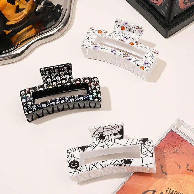 

Halloween Hairpin Grab Square Printed Skull Ghost Shark Clip Children Hair Accessories Funny Headwear Hair Accessories for Women