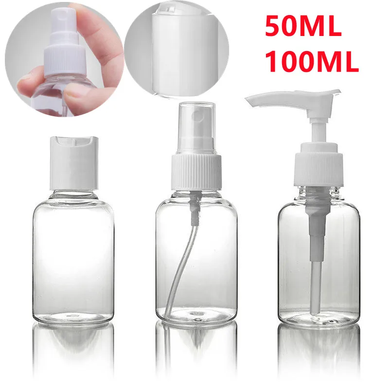 

50ml/100ml Travel Cosmetic Bottle Portable Transparent Empty Spray Bottle Perfume Atomizer Lotion Cream Bottle Liquid Container