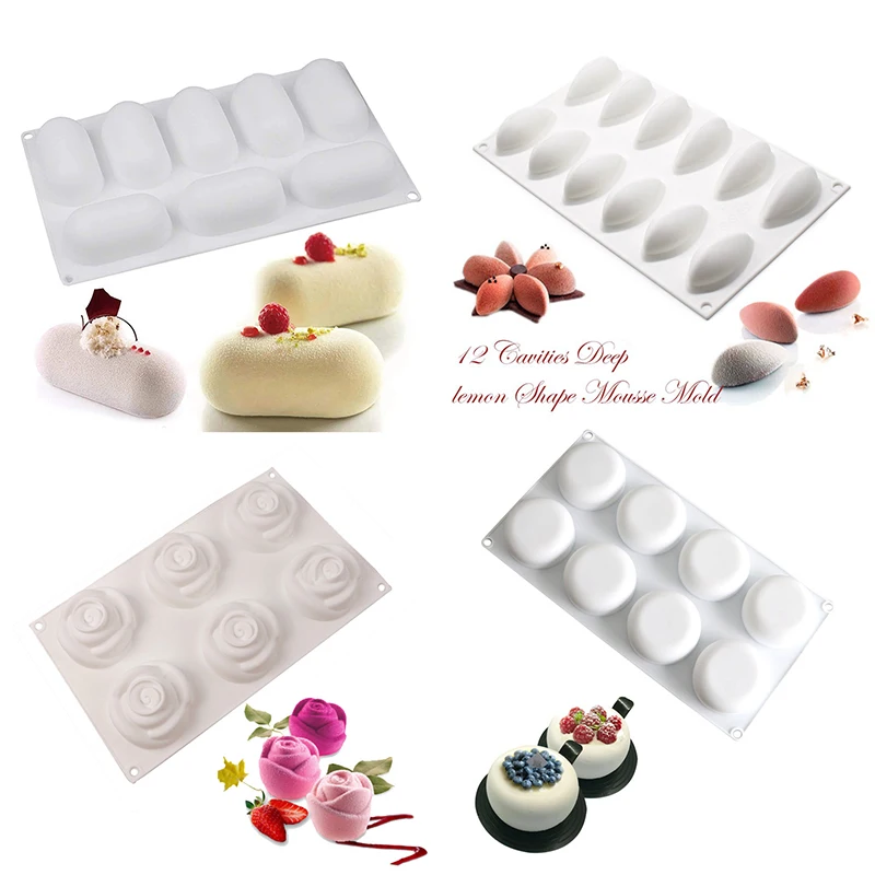 Mousse Cake Silicone Mold Onion Flower Rose Square Round Pastry Baking Tool For Dessert Soap Candle Making Supplies Chocolate