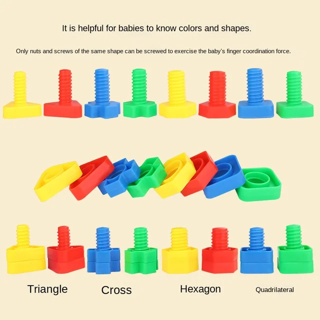 Nut Plastic Pairing Assembly Inserting Blocks Screws Building Block Educational Toys Montessori Scale Model Child Brain Training 3