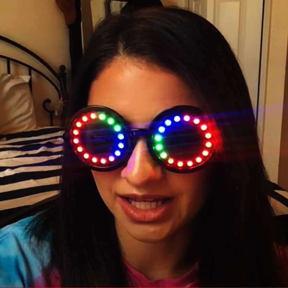 

Full Color LED Glasses Pixel Laser Goggles with Pads Intense Multi-colored 350 Modes Rave EDM