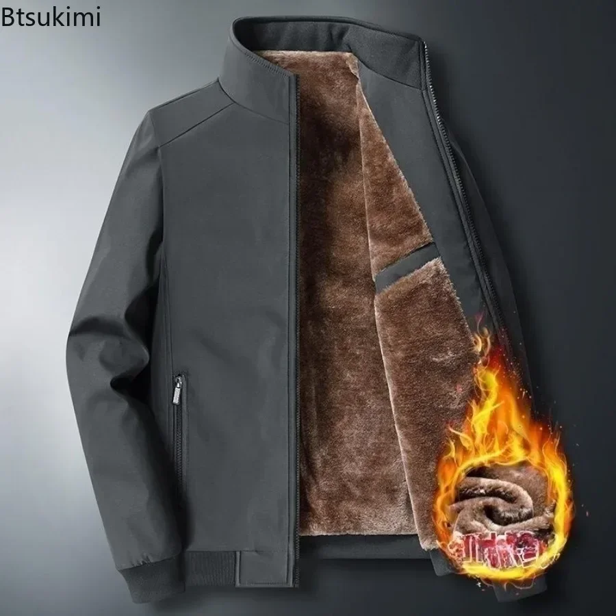 Autumn Winter Men Fleece Thick Parka Coat Jacket Fur Collar 8XL