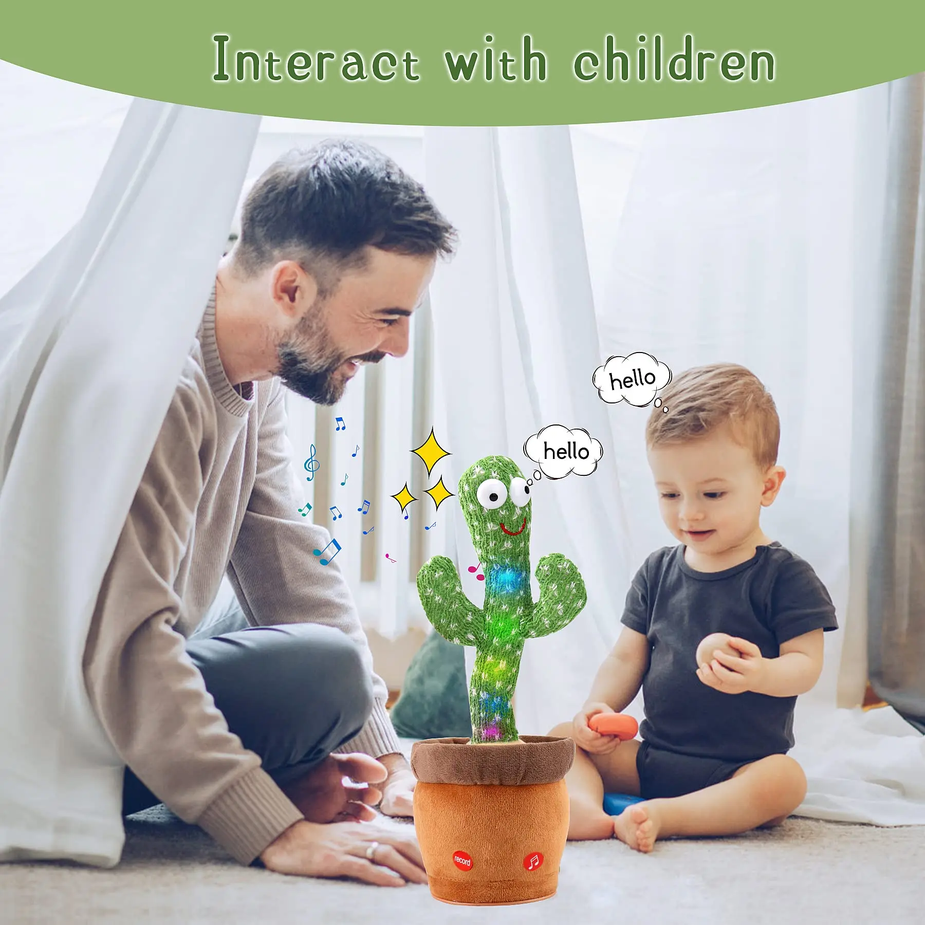 PGY – jouet en peluche pour bébé, Cactus, danse balançoire, chant, 120  chansons, lueur électronique, Intelligent, formation, Talkcat électrique -  AliExpress