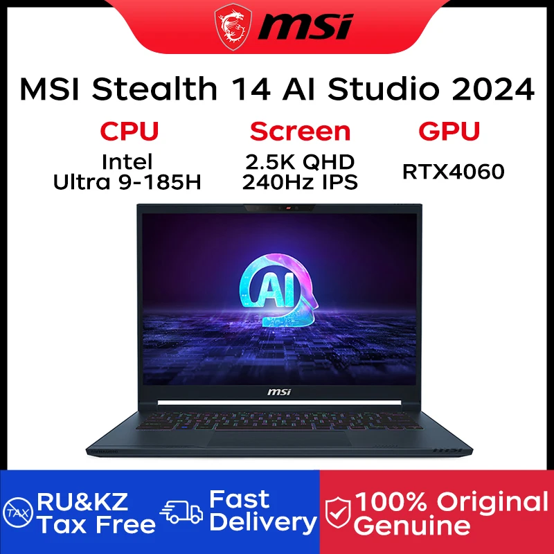 2024 MSI Stealth 14 AI Studio Gaming Laptop 14 Inch 2.5K QHD 240Hz