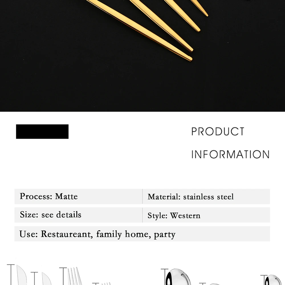 Description Picture 4 of item20Pcs Luxury Mirror Flatware Set Kitchen Stainless Steel Tableware Set Hotel Dinnerware Set Rose Gold Cutlery Set Gift