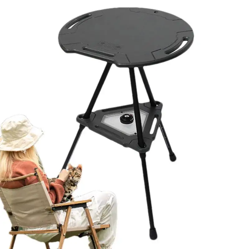 

Small Round Camping Table Foldable Camp Desk Portable Camping Lightweight Desk With Lifting Function Round For BBQ Camping