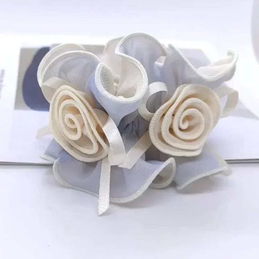 Elegant Pearl Flower Hair Scrunchie - Stylish Korean Hair Accessory