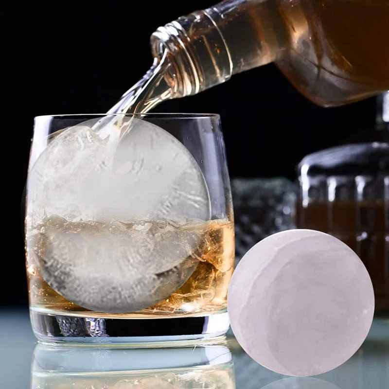 4 Grids Round Ice Cube Trays Silicone Ice Cube Molds for Freezer with Lid Kitchen Bar Reusable Whiskey Mold Ball Moulds