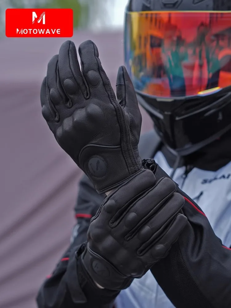 Motorcycle gloves Men's summer cycling sunscreen retro leather women's half finger gloves