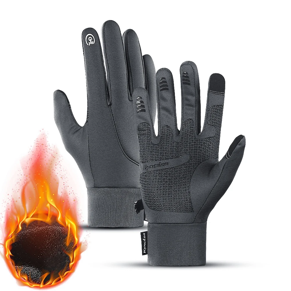 Kyncilor Winter Cycling Gloves Waterproof Fleece Velvet Touch Screen Bike Gloves For Fishing Hiking Winter Gloves