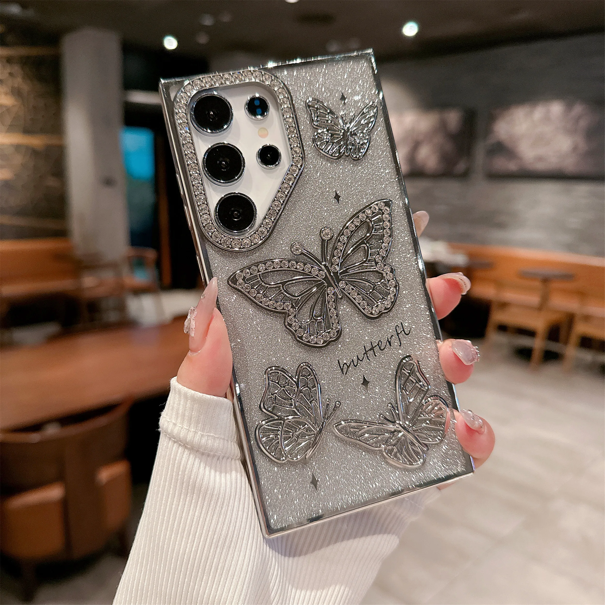 Luxury Bling Diamond Butterfly Phone Case - Shockproof Slim Glitter Cover