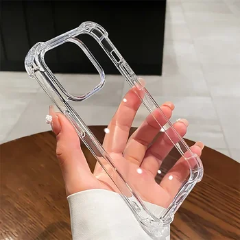 Air-Bag Shockproof Silicone Transparant Case For iPhone 17 16 15 Plus 11 12 13 14 Pro Max Mini X Xs XR 7 8 Plus Clear Back Cover 1