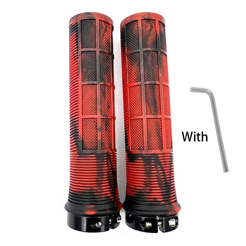 Bicycle Handlebar Grips TPR Bicycle Grips Integrated Bicycle Handlebar Grips Aluminum Alloy Lock on Handles Non-slip MTB Cuffs Bike Part