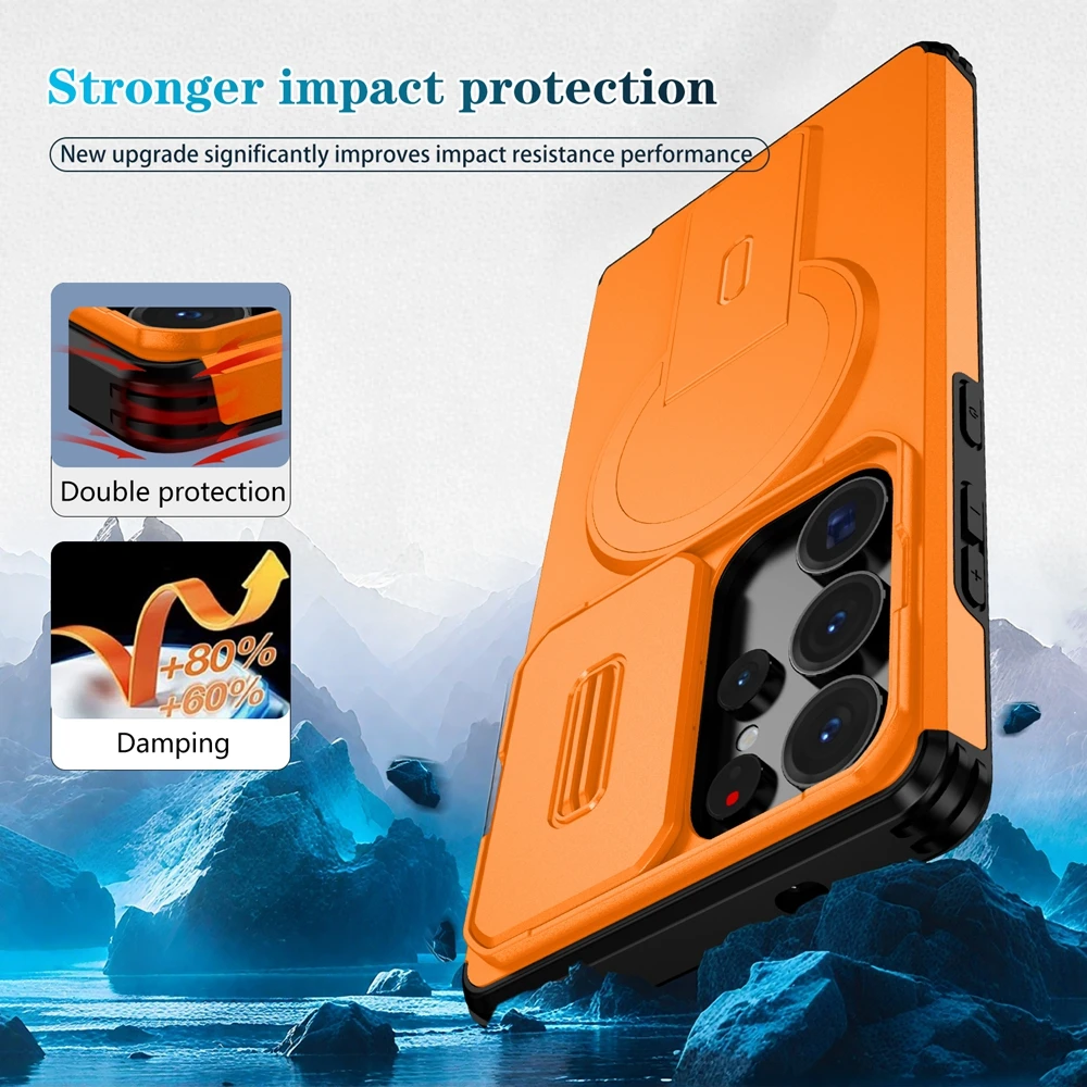 Enhanced Magnetic Armor Stand Case with Wireless Charging Support for Samsung Galaxy S26 Ultra/Plus 5G