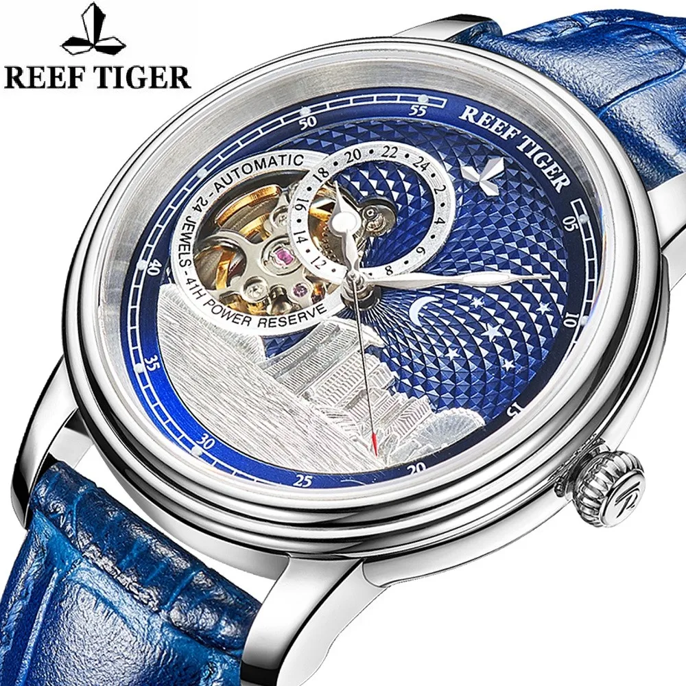 Reef Tiger For Women Watch Skeleton Tourbillon Automatic Seiko Nh39A Orologio Da Polso Meccanico 41 Ore Di Riserva Di Carica Orologio Reloj Rga
