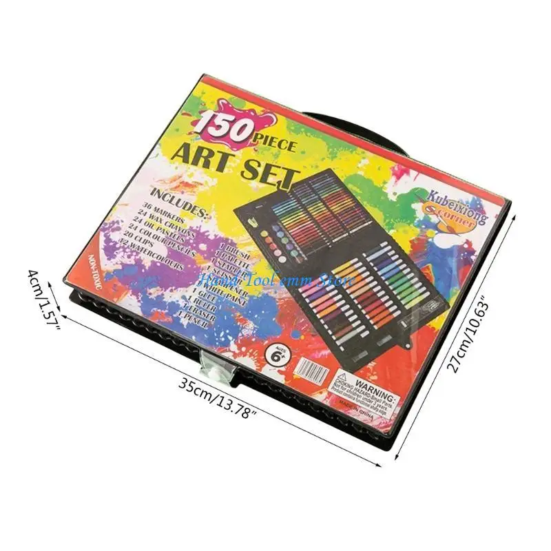 H37F 150Pcs 아트 세트 휴대용 드로잉 그림 미술 용품 ??선물 어린이 청소년 색칠